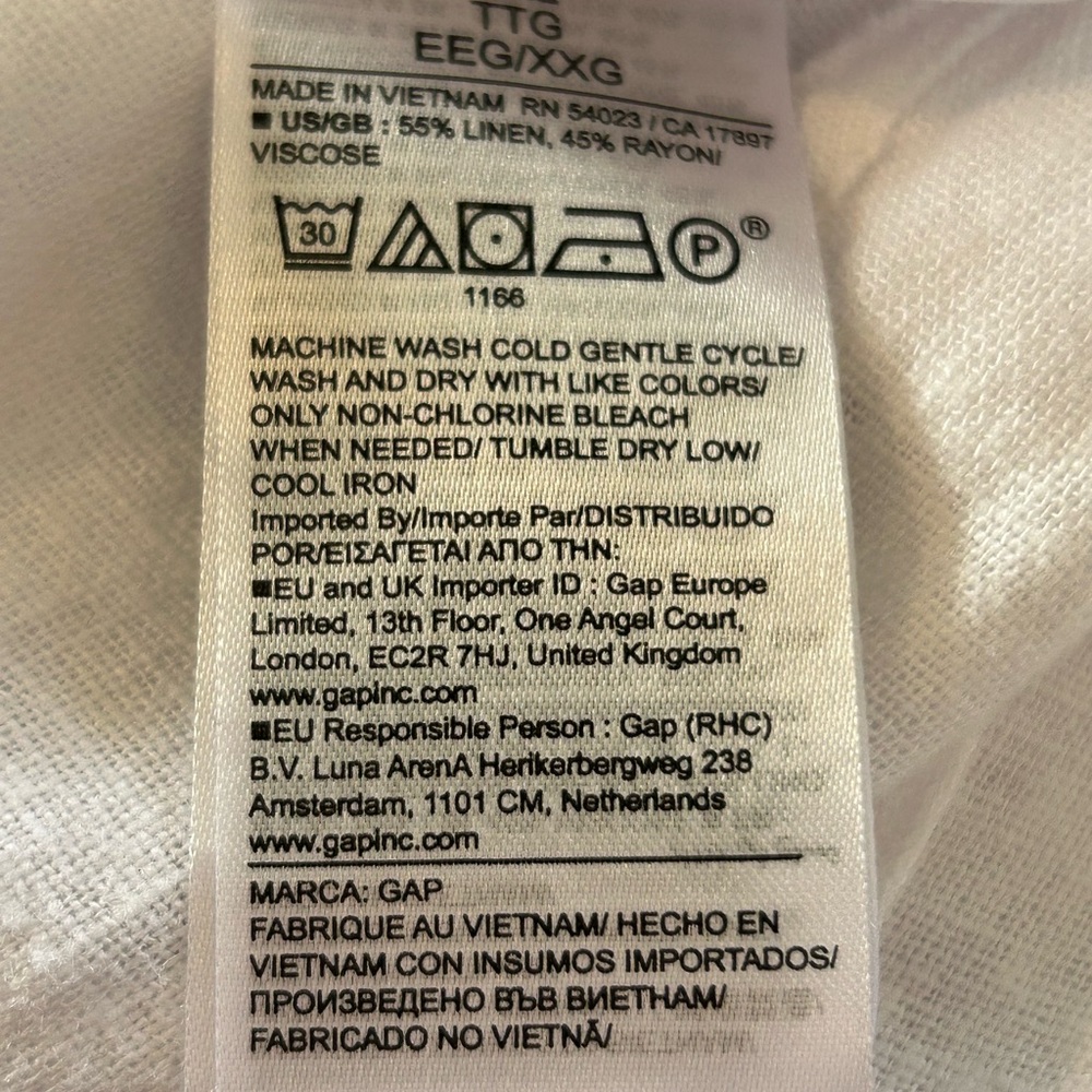 GAP Linen Blend Wide Leg Pants XXL White Pull On Elastic Waist Summer Sold Out - Picture 9 of 12